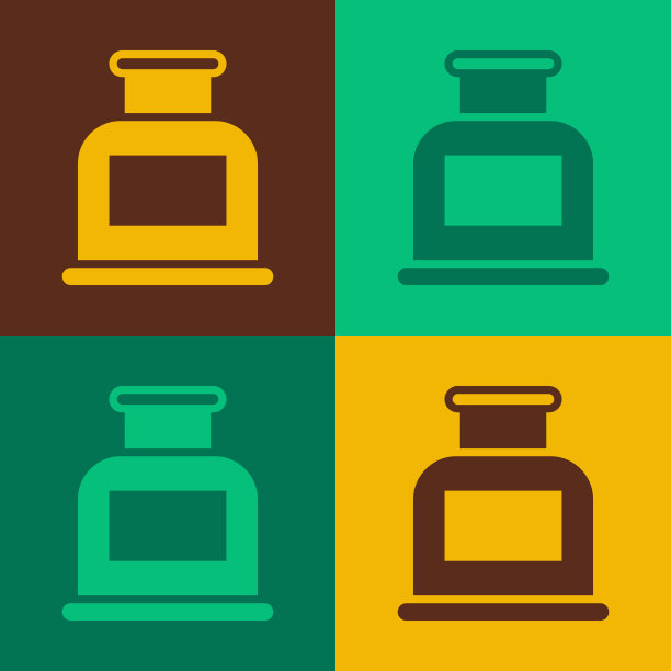 波普艺术墨水瓶图标孤立的颜色背景图片下载