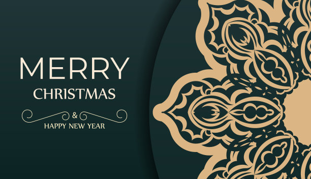 飞行快乐圣诞深绿色与冬季黄色图案图片下载