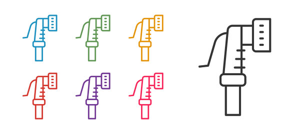 设置线花园软管图标隔离在白色图片下载