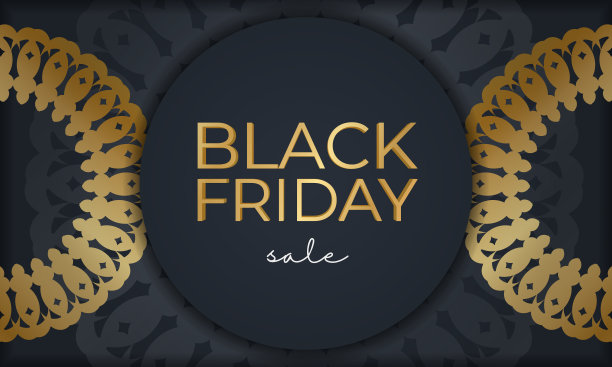 假日促销模板黑色星期五销售深蓝色与圆金装饰图片下载