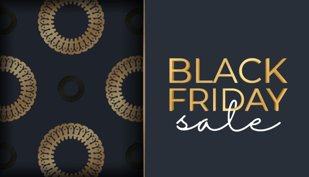 庆祝横幅模板黑色星期五深蓝色豪华黄金装饰图片下载