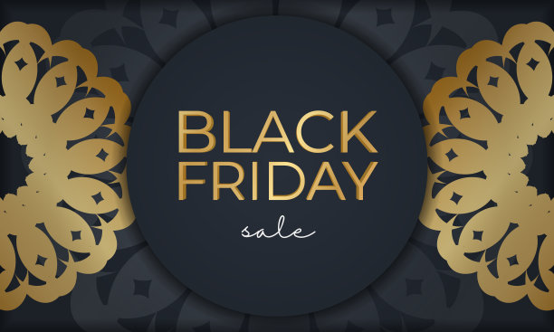 黑色星期五的假日海报模板深蓝色几何金色装饰图片下载