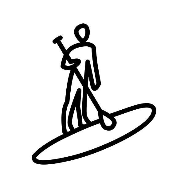 站起来划桨冲浪平线图标。Paddleboarding,一口健康。轮廓标志的移动概念和网页设计，商店图片下载