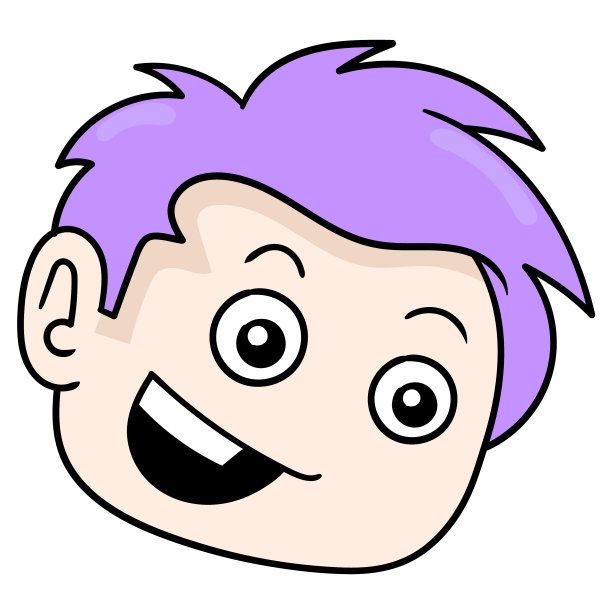 紫色头发的男性头微笑英俊的涂鸦图片下载