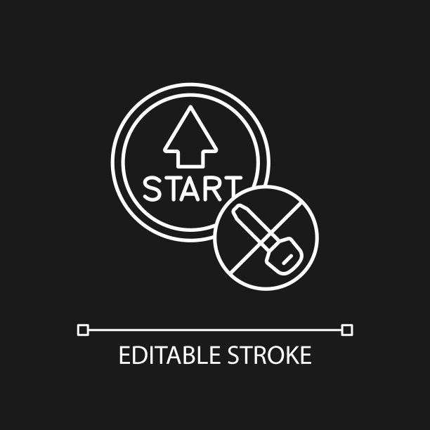 按钮开始白色线性图标为黑暗的主题图片下载