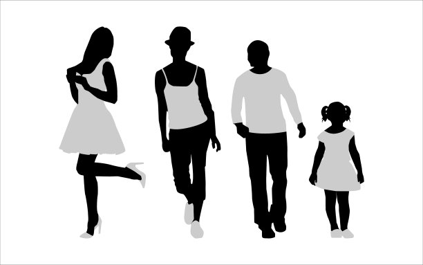 人们的剪影调情女孩，男人，女孩图片下载