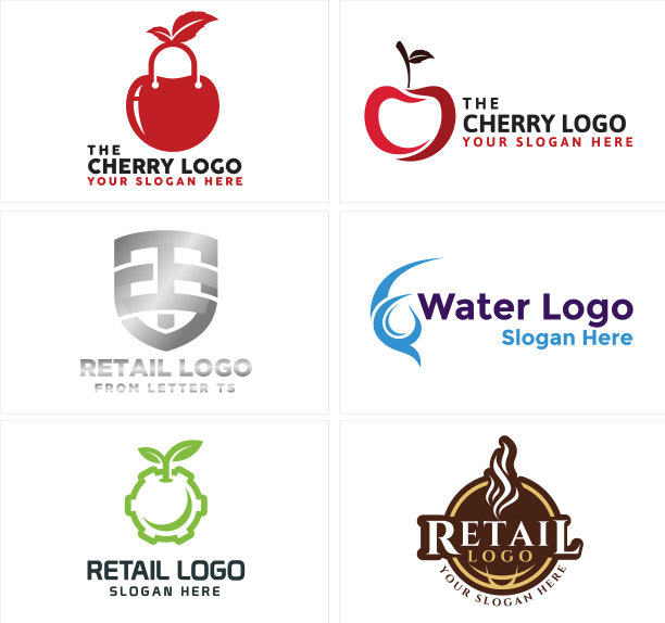 零售水果、樱桃红和盾牌标志图片下载