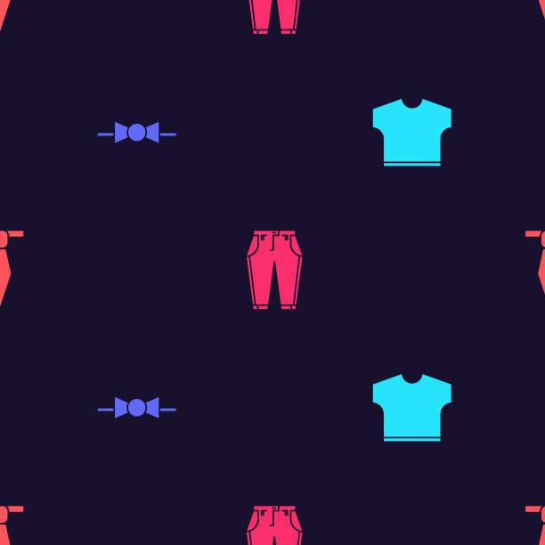 t恤、领结、裤子、领带搭配无缝图片下载