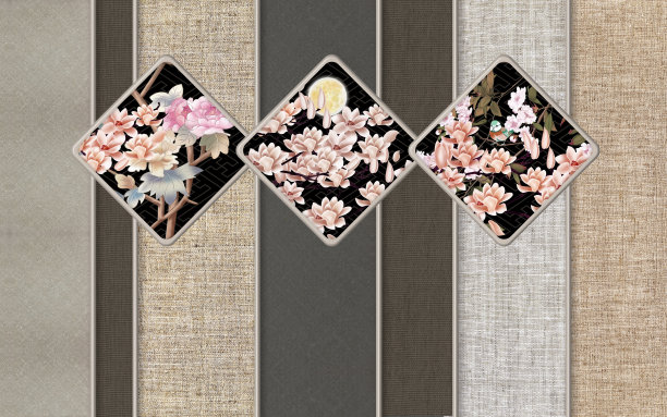 3d壁纸经典壁画艺术。
线条和花卉在纺织背景图片下载