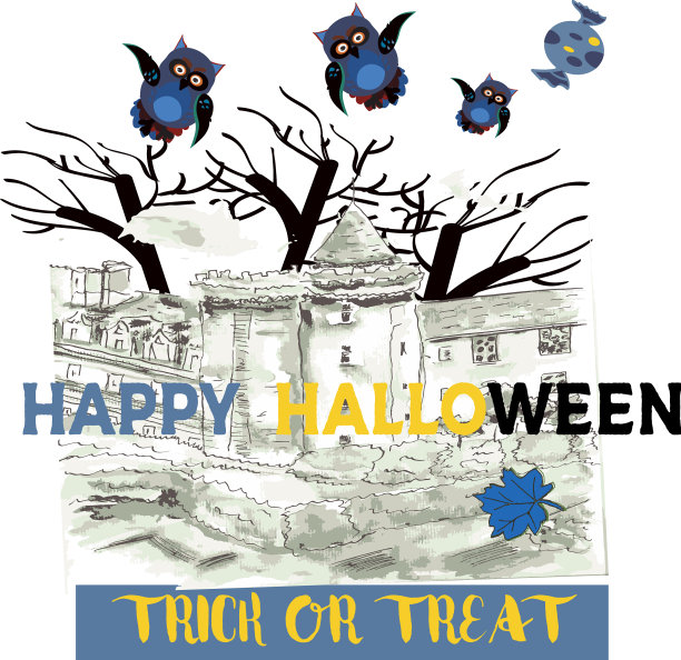 一套可爱的万圣节元素对象和图片下载