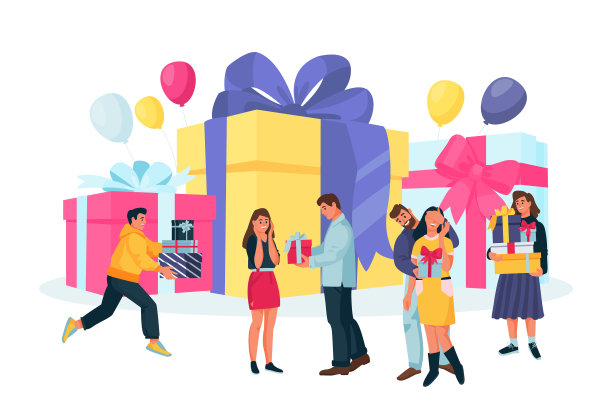 年轻快乐的人们用礼品盒情侣赠送图片下载
