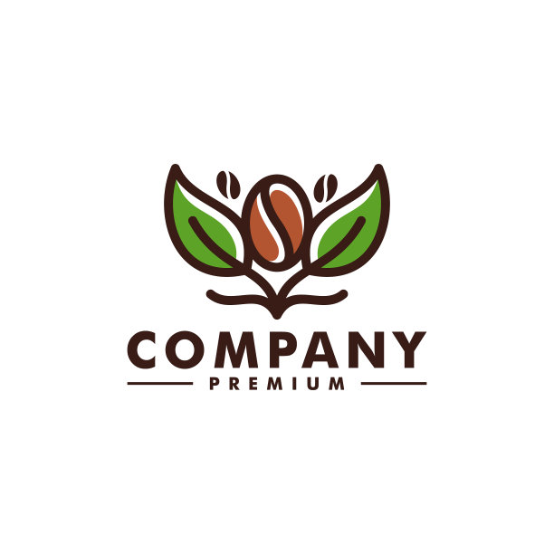 咖啡豆树叶标志设计图标图片下载