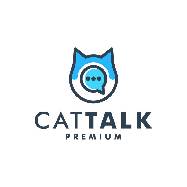 猫聊天标志设计动物头图标图片下载