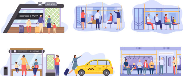 公共汽车站挤满了城里的人图片下载