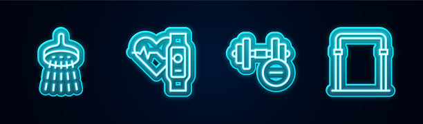 设线淋浴智能手表与心哑铃图片下载