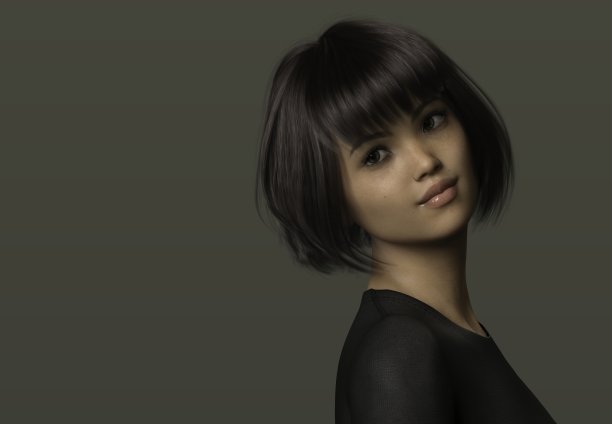 摆姿势的亚洲女人（3D渲染，非真人）图片下载