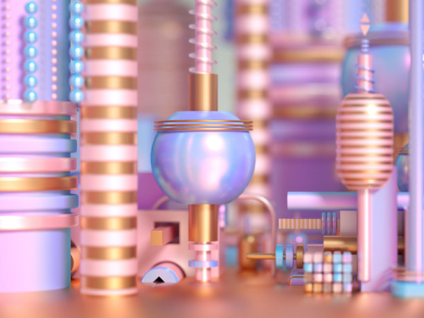 现代极简主义的未来主义背景与立方体和球。3d插图，3d渲染。图片下载