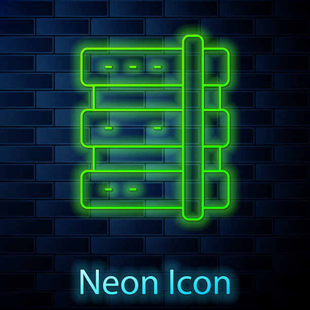 发光的霓虹灯线服务器数据web托管图标图片下载