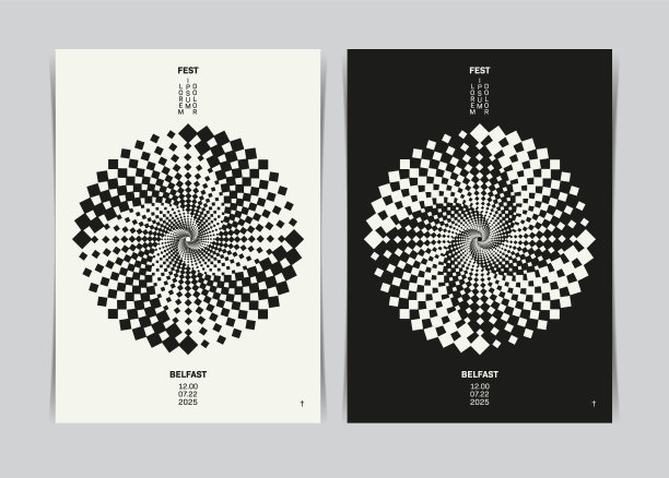 现代瑞士风格飞行模板径向立方体漩涡形状。矢量插图。图片下载