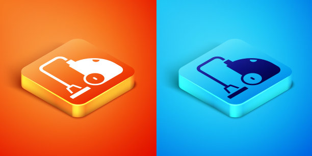 等距真空吸尘器图标隔离在橙色图片下载