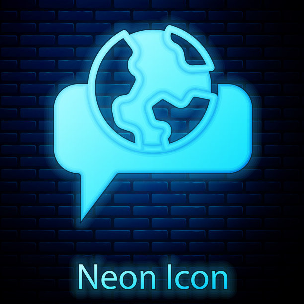 霓虹灯闪烁学习外语的图标图片下载