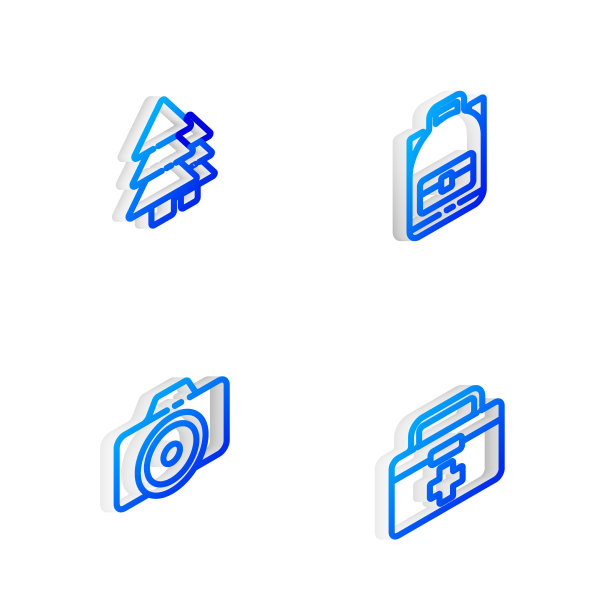 设置等距线徒步背包树照片图片下载