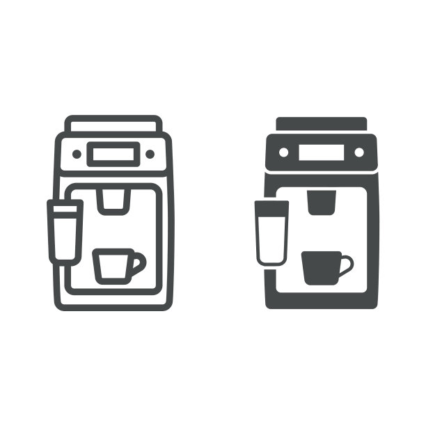 咖啡机杯和牛奶泡沫线图片下载