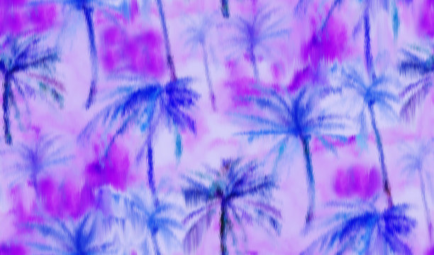 植物热带无缝明亮的图案与棕榈树图片下载