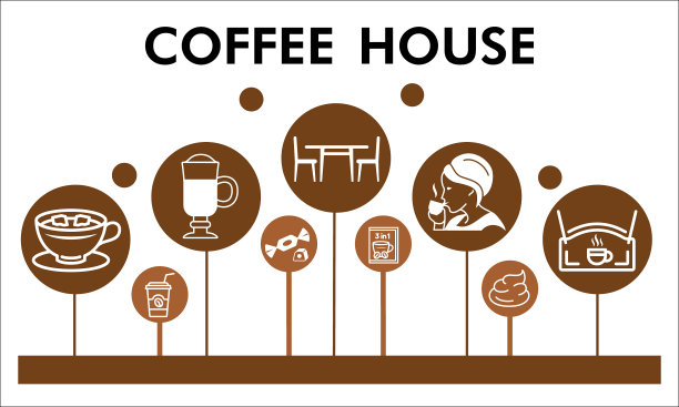 现代咖啡馆信息图设计模板图片下载