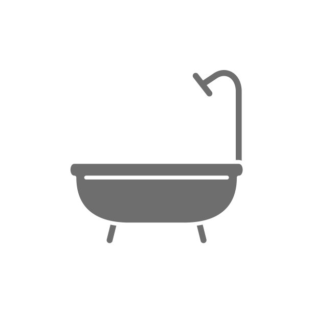 浴缸淋浴浴室灰色图标孤立上图片下载