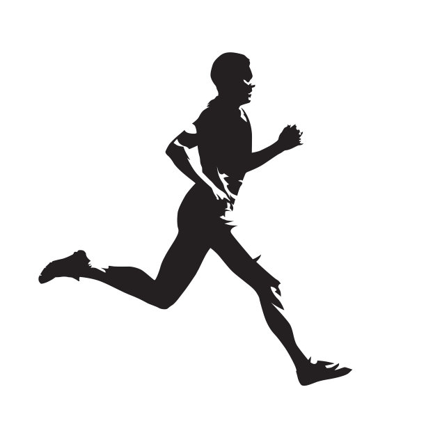 跑步的人，孤立的矢量轮廓。马拉松运动员，侧视图片下载