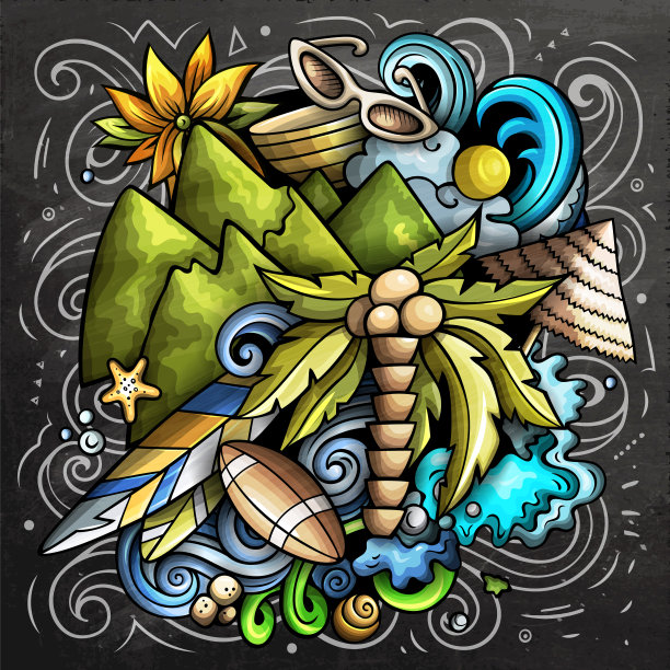 Figi卡通矢量涂鸦黑板插图图片下载