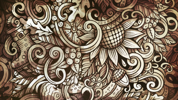 涂鸦图形grunge秋季插图。图片下载