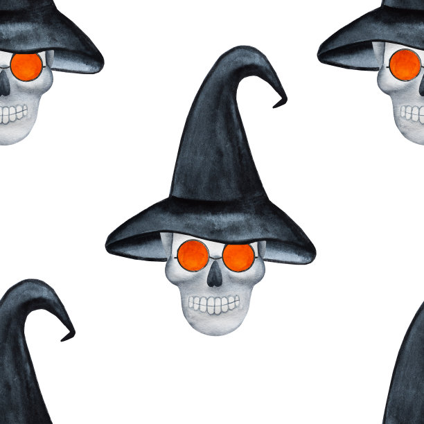 万圣节快乐。邪恶南瓜的美丽水彩画图片下载