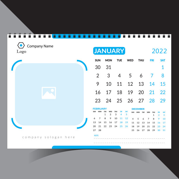 2022年新的办公桌日历用于组织图片下载