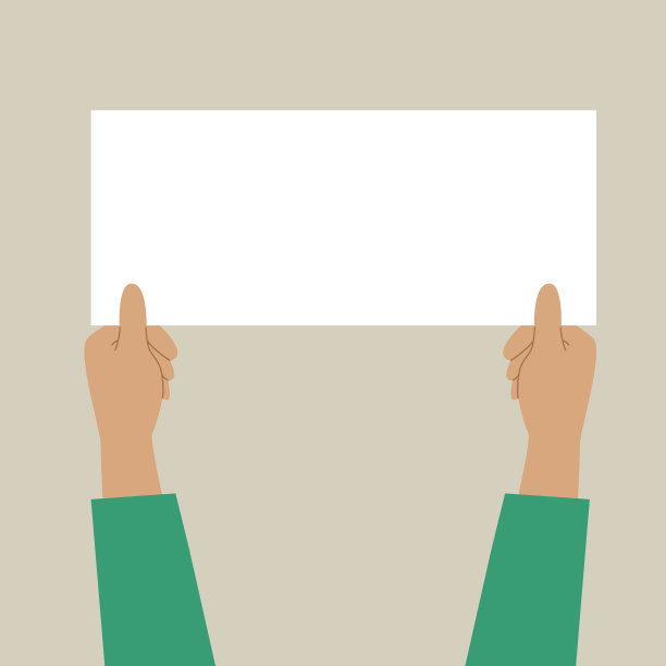 两只手拿着一张白床单。概念通知，显示，合同通知，公告，明信片，手势，没有清单图片下载