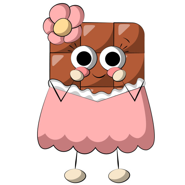 可爱的巧克力卡通人物女孩。彩色插图图片下载