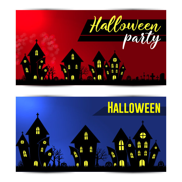 万圣节横幅传单设计模板提供派对恐怖图片下载