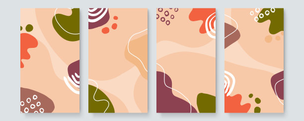 时尚的可编辑手绘抽象形状波浪圆模板的社交网络故事和帖子，矢量插图。为社交媒体设计背景。图片下载