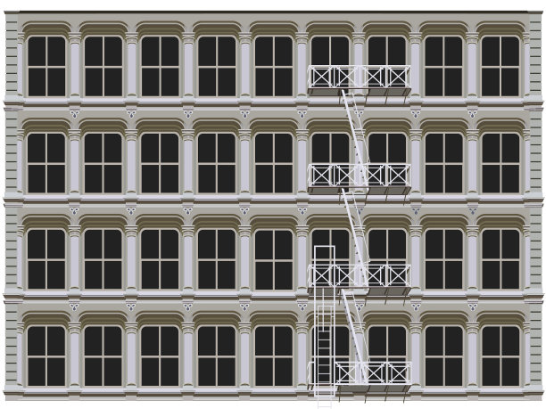 在纽约的Soho区。有铸铁立面的建筑图片下载