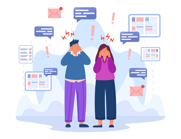 悲伤的卡通人物告诉人们停止传播假新闻图片下载