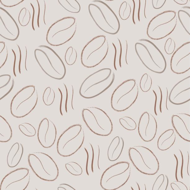 简单的图案配以咖啡色的咖啡豆，香浓的咖啡配以浅咖啡色的流行背景图片下载