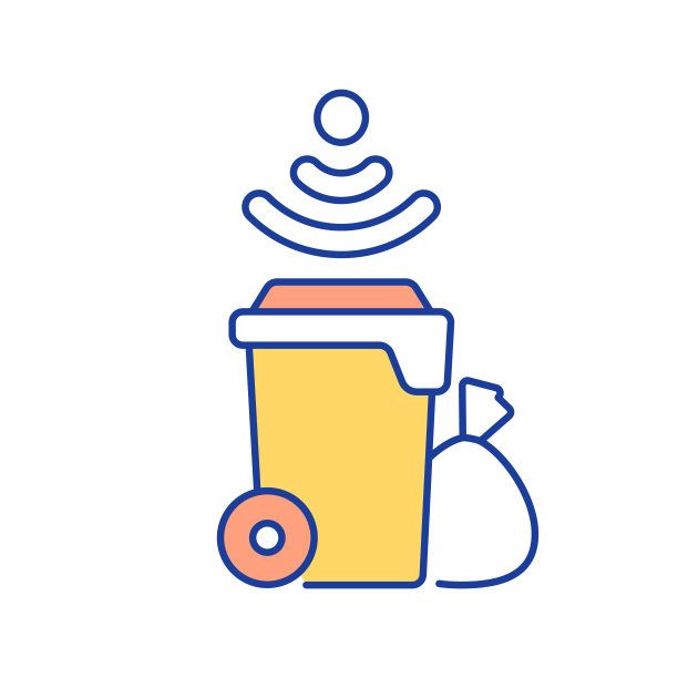 智能垃圾桶与无线技术RGB颜色图标图片下载