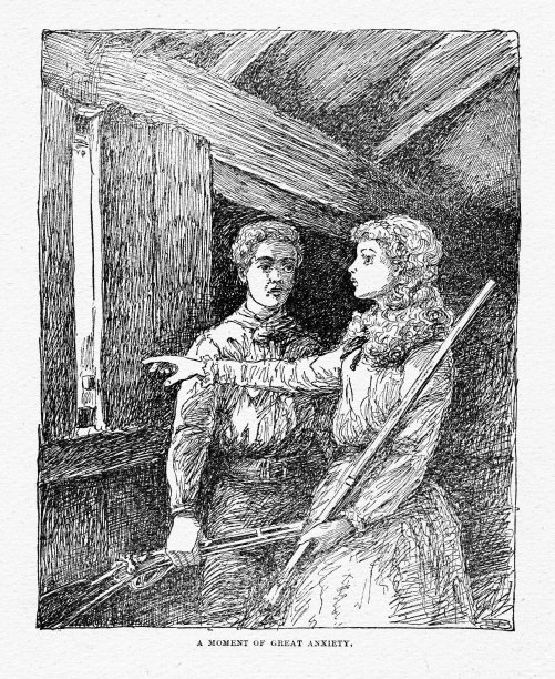 《美国历史上的边远小屋中的男人和女人》图片下载