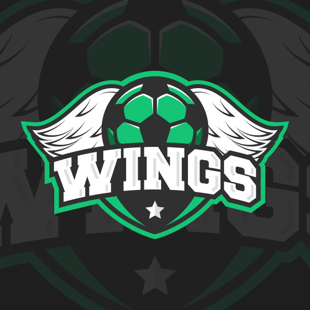 足球，带有球和翅膀的足球标志。时尚的现代标志足球队，幻想足球。打印t恤，印刷。矢量图图片下载