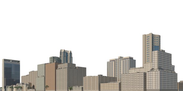 城市景观3d插图孤立在白色背景图片下载