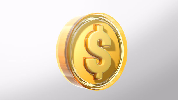 带有美元符号的金币孤立在白色背景上。3 d渲染。图片下载