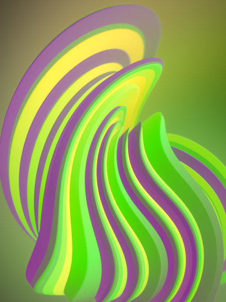 三维渲染数字插图抽象形状与条纹在不同的颜色图片下载