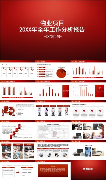 景区物业项目年终工作总结报告计划汇报PPT模板图片下载