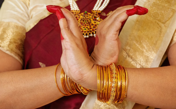 女舞者的手示范印度古典舞蹈《婆罗多》图片下载